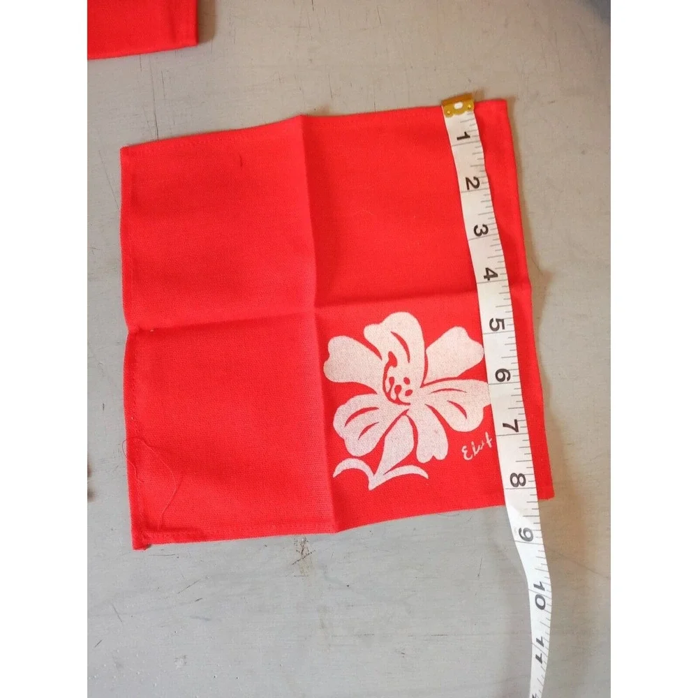 Cotton Red Cloth Cocktail  Napkins Set of 6 Pretty For Holidays 10
